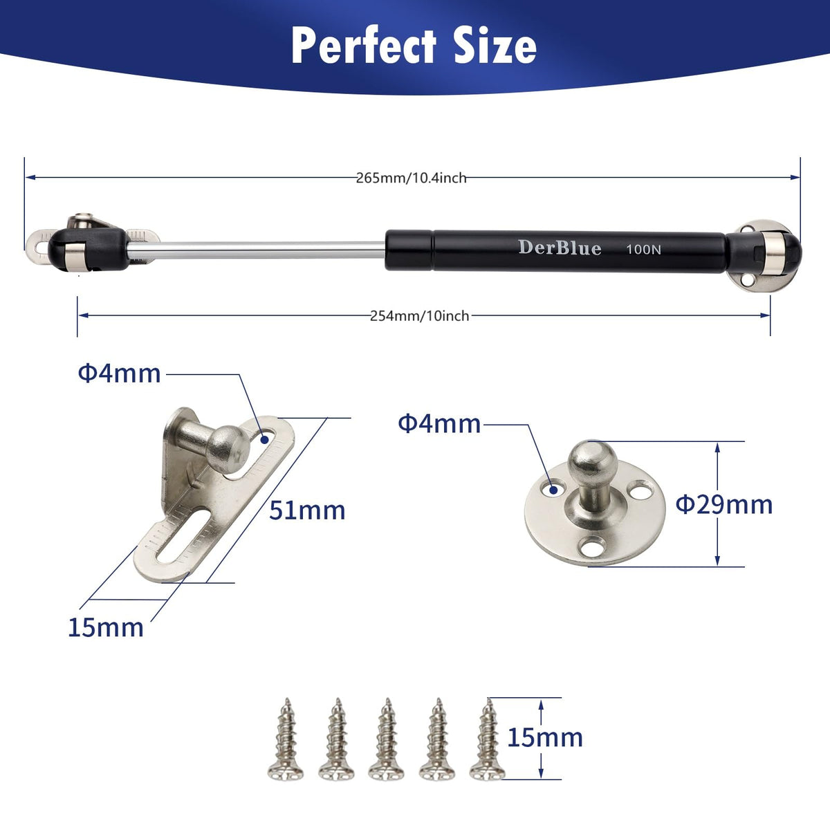 DerBlue cabinet door lift with round mounting plates for secure, durable attachment.