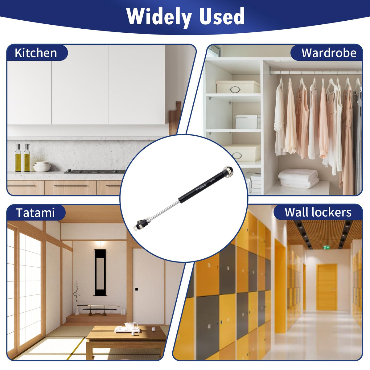 DerBlue durable push-up door system ideal for overhead cabinets.