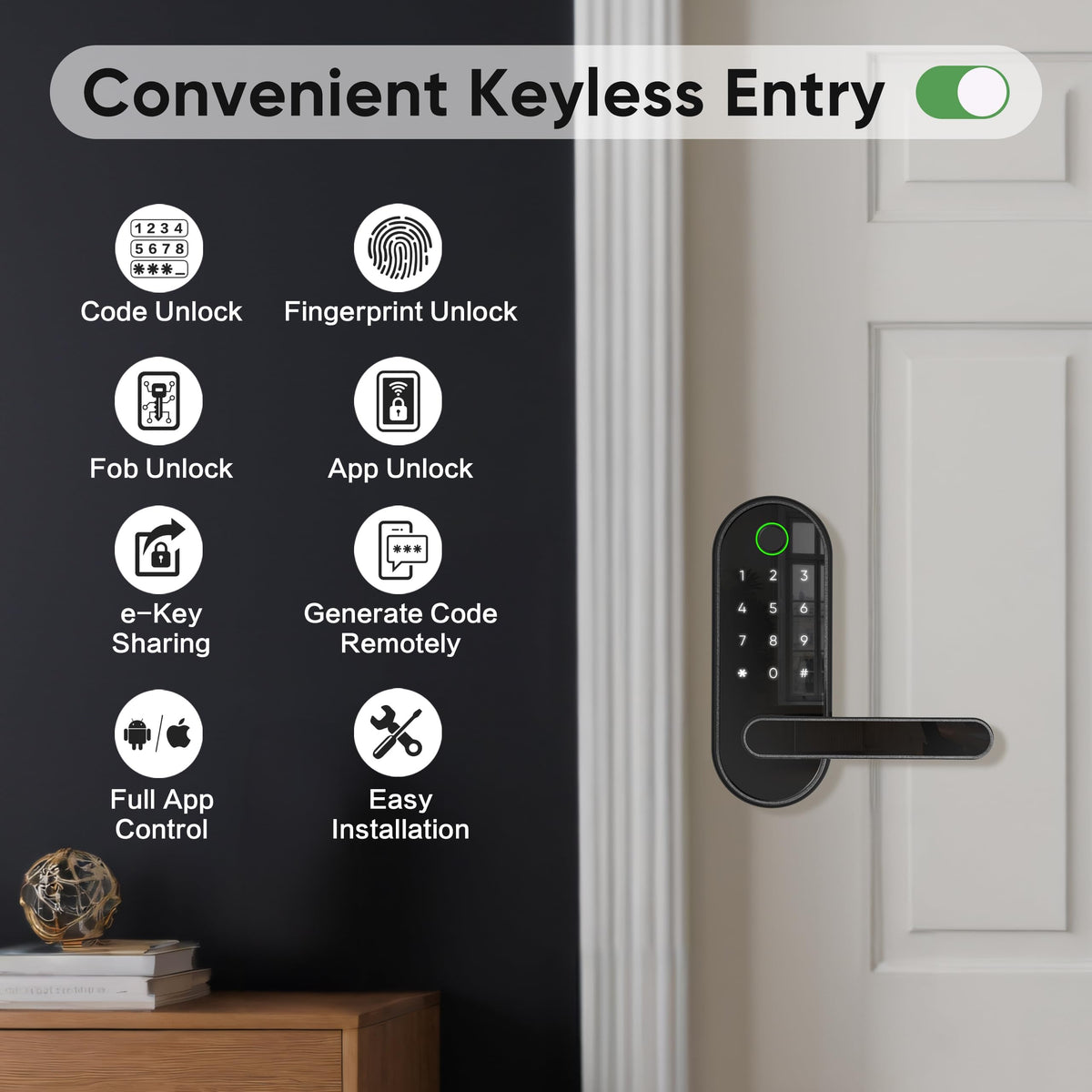 Dermum privacy mode and auto-lock enhance home security.