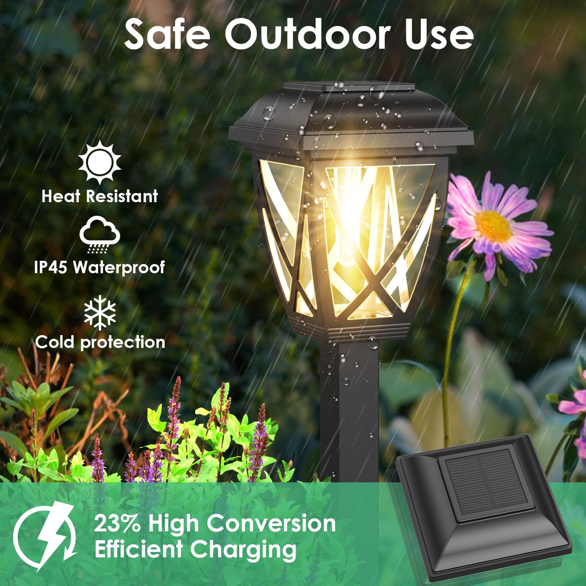 Derynome garden solar light emits warm glow for charming yard ambiance