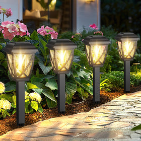 Derynome Solar Lights Outdoor 10-pack illuminate pathways with durable, energy-saving design