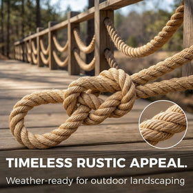 DerziNet hemp rope close-up shows twisted 4-strand weave for sturdy outdoor use.