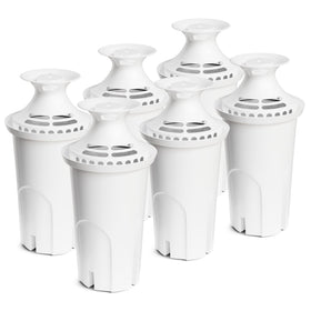 DESENRUIS water filter being inserted into a Brita pitcher for cleaner taste