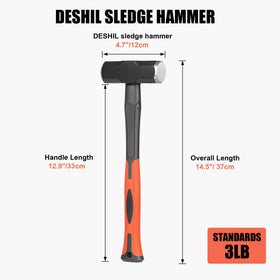 DESHIL 3lb sledge hammer ideal for demolition and construction tasks
