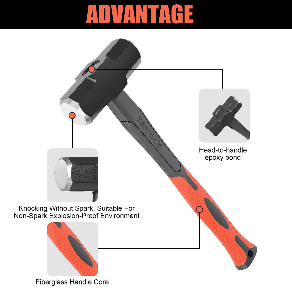 DESHIL 3lb sledge hammer ergonomic handle reduces fatigue during long jobs