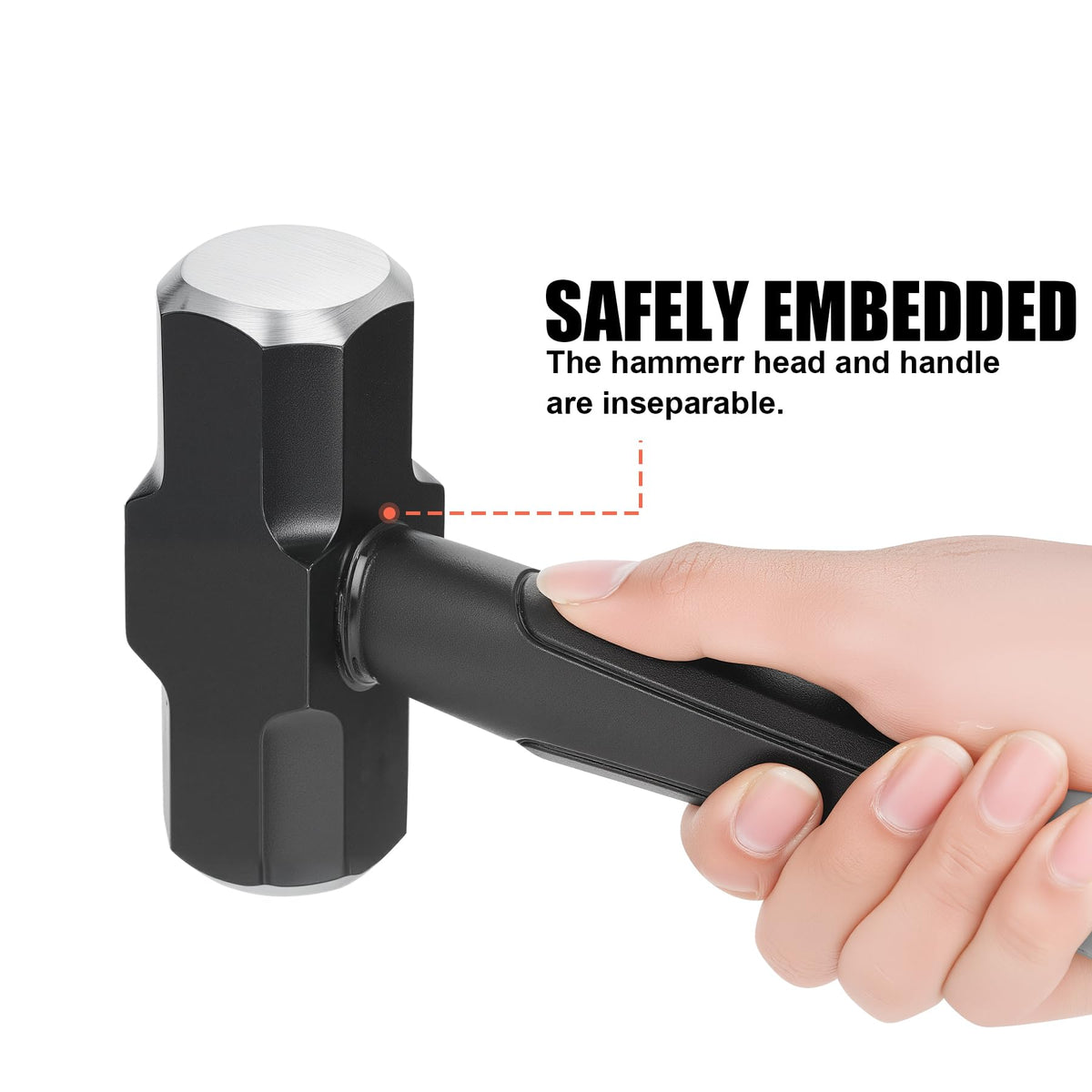 DESHIL 3lb sledge hammer with precision-balanced head for efficient strikes