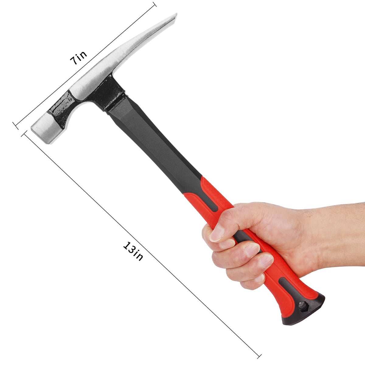 DESHIL Masons Hammer with heat-treated head for reliable chiseling and breaking.