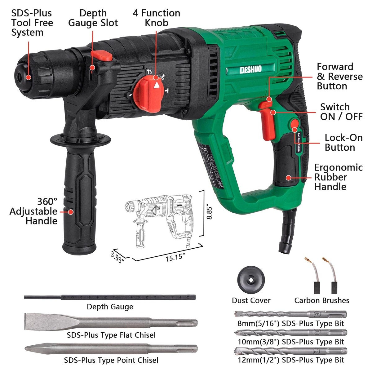 Deshuo SDS-Plus setup demonstrates quick concrete drilling with minimal effort
