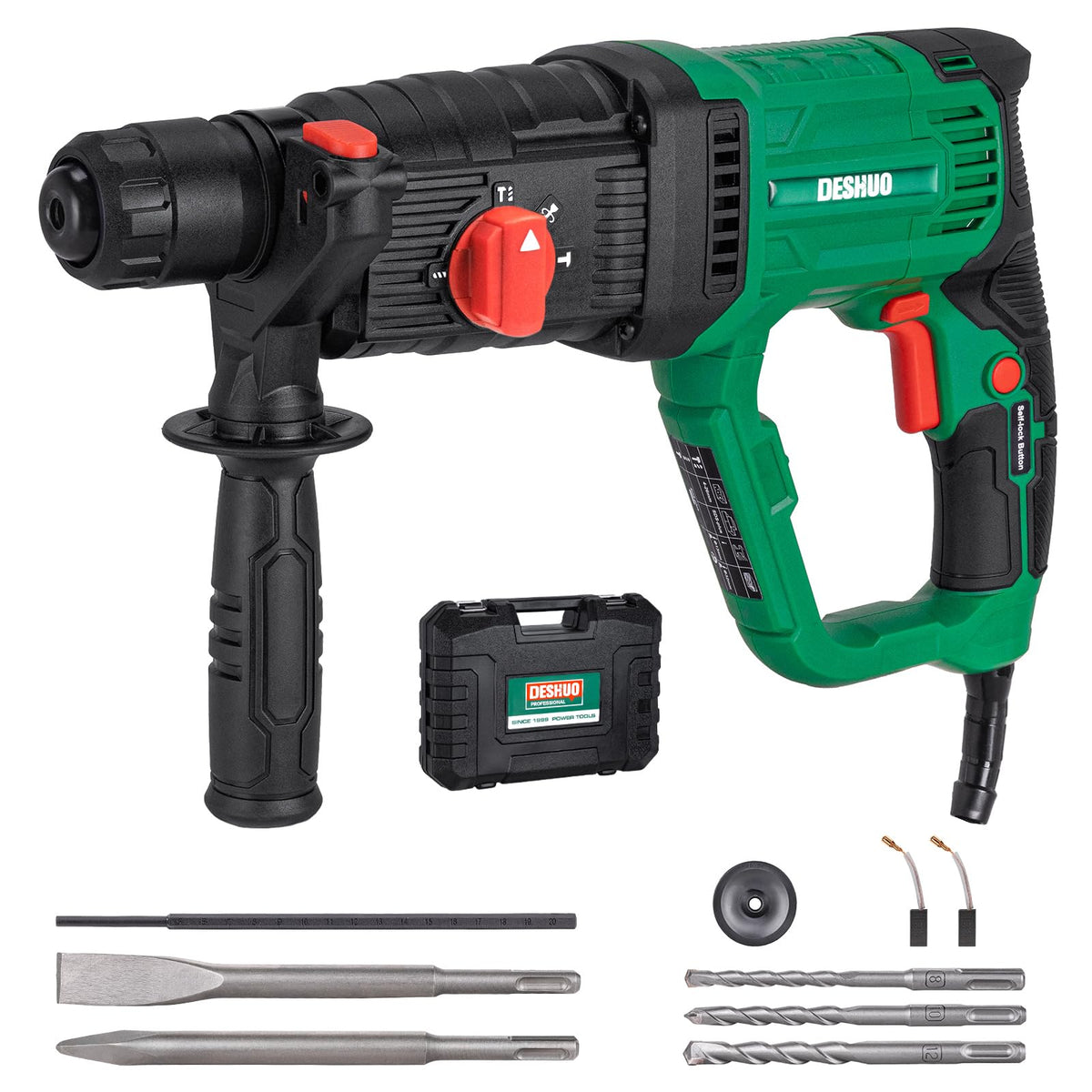 Deshuo SDS-Plus lightweight rotary hammer drill hero image showcases compact power for concrete work