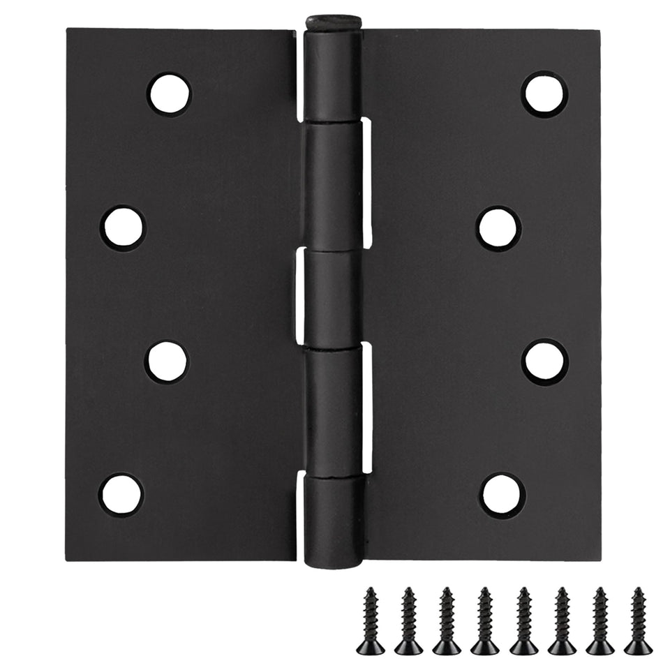 Design House 10-pack hinges with square corners in matte black for quick installation.