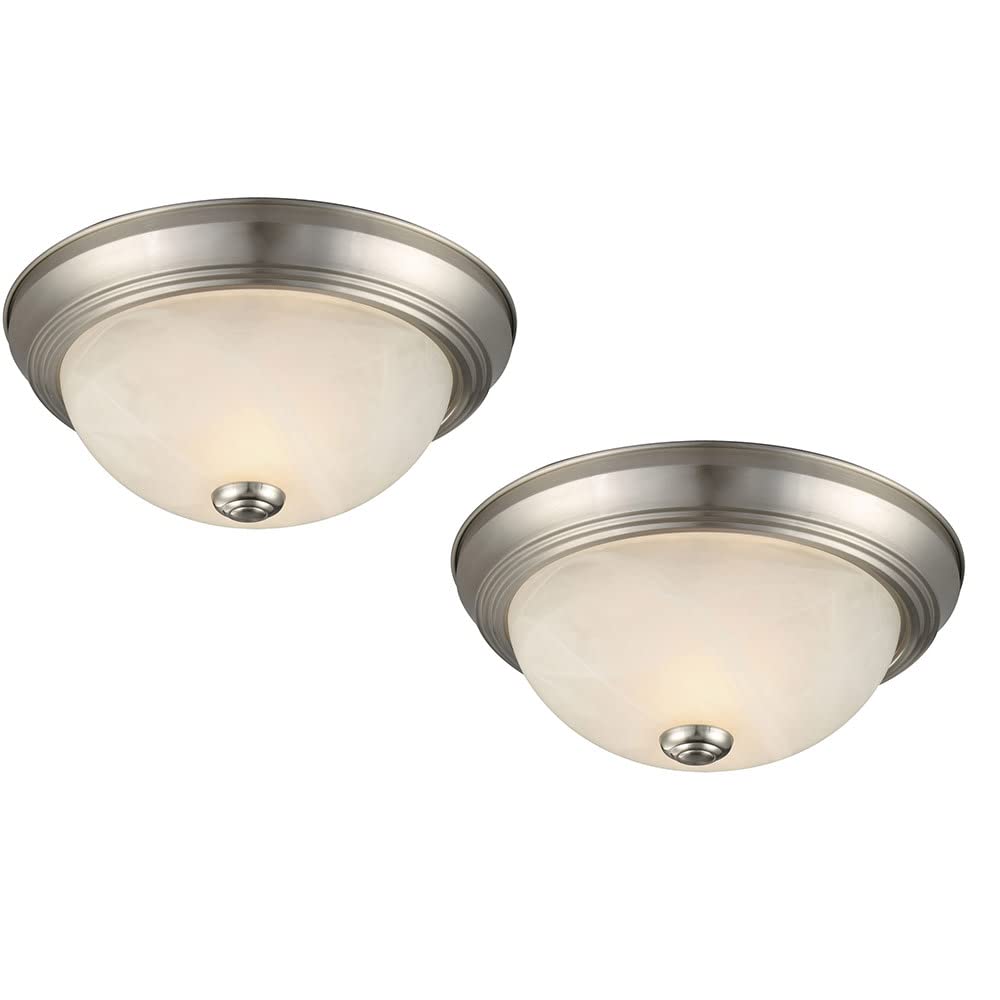 Design House 2-pack flush mount dual light in satin nickel for modern spaces.