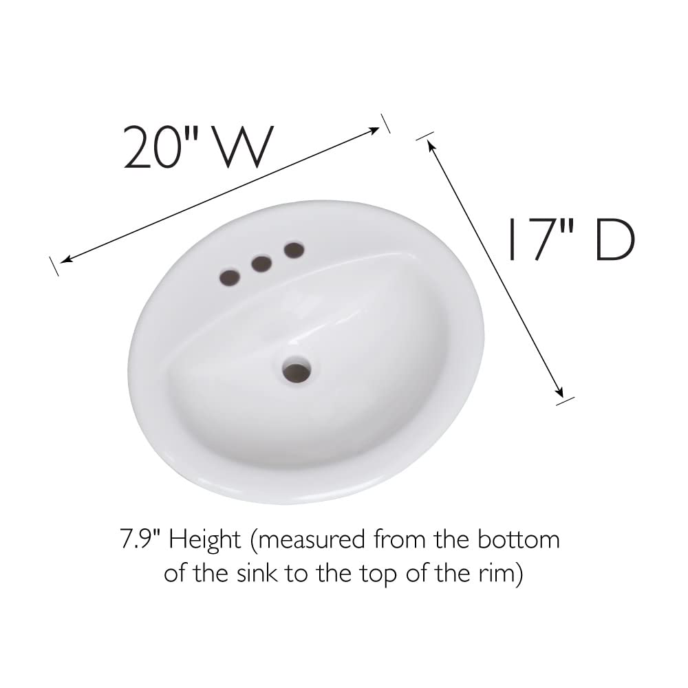 Design House 573428 white oval sink, overhead view highlighting compact bathroom footprint.