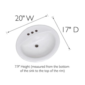 Design House 573428 white oval sink, overhead view highlighting compact bathroom footprint.