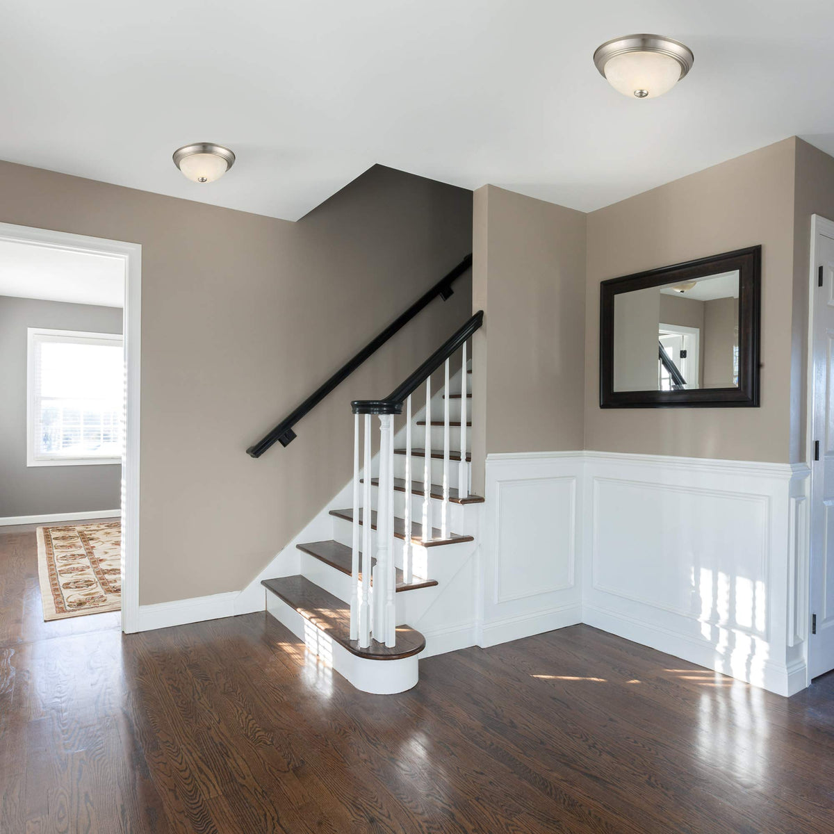 Design House flush mount shown in kitchen or hallway for versatile lighting.
