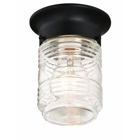 Design House Jelly Jar glass ribbed close-up demonstrating diffuse porch lighting.