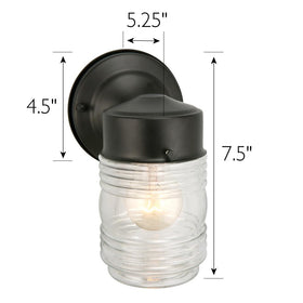 Design House Jelly Jar Wall Light in matte black finish for porch exteriors.