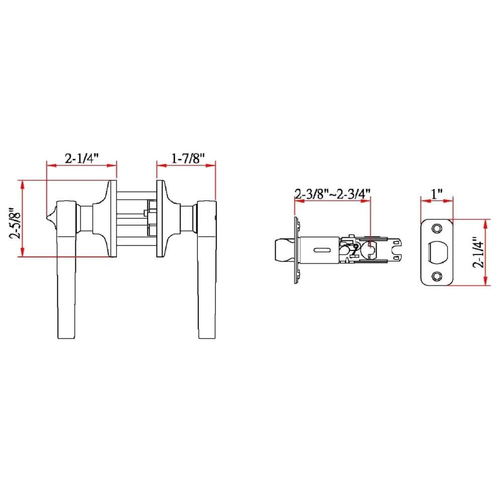 Design House Scroll Privacy Door Lever polished brass latch detail shows nickel-plated bolt for reliability.