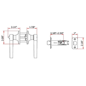 Design House Scroll Privacy Door Lever polished brass latch detail shows nickel-plated bolt for reliability.