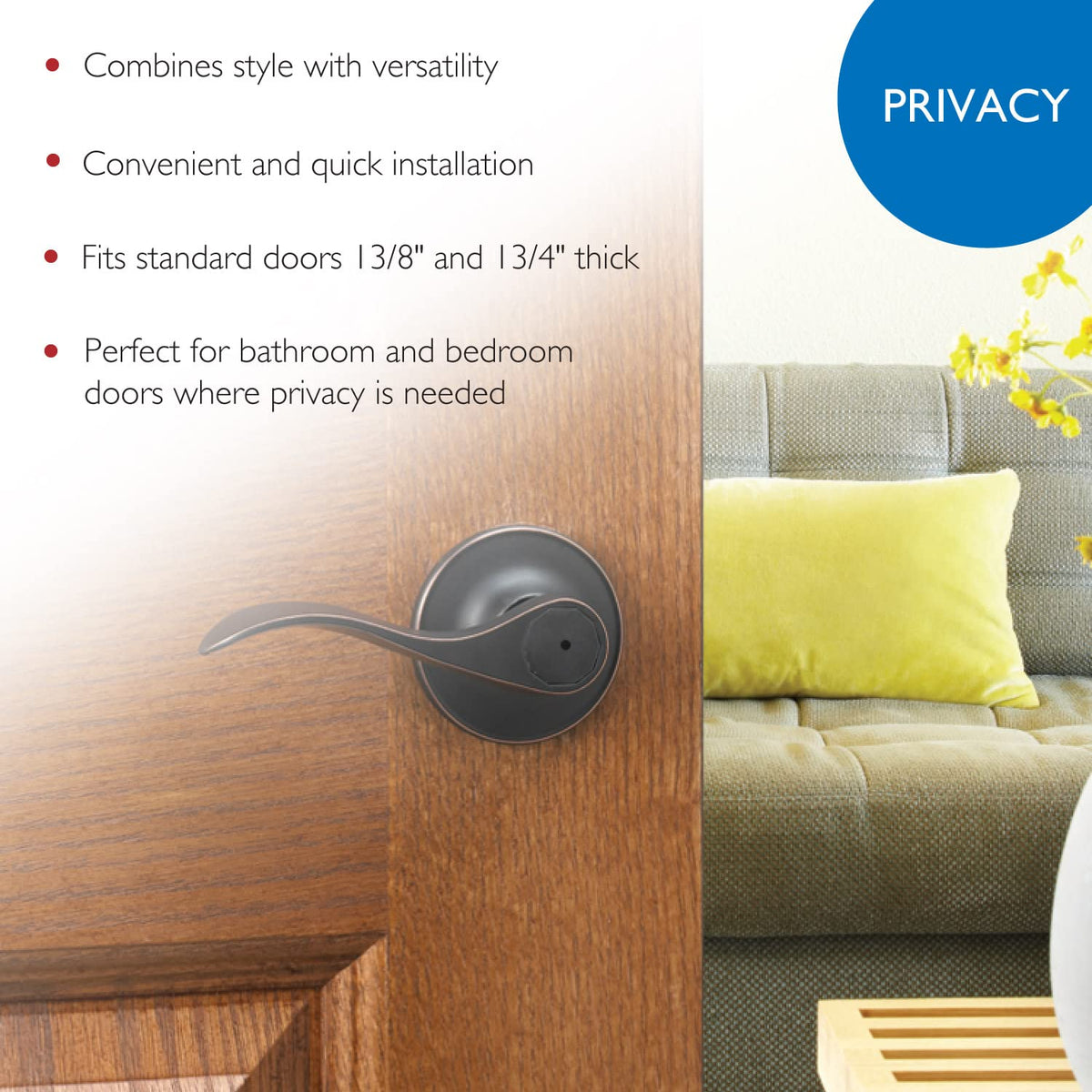 Design House Springdale backset options for standard door thickness