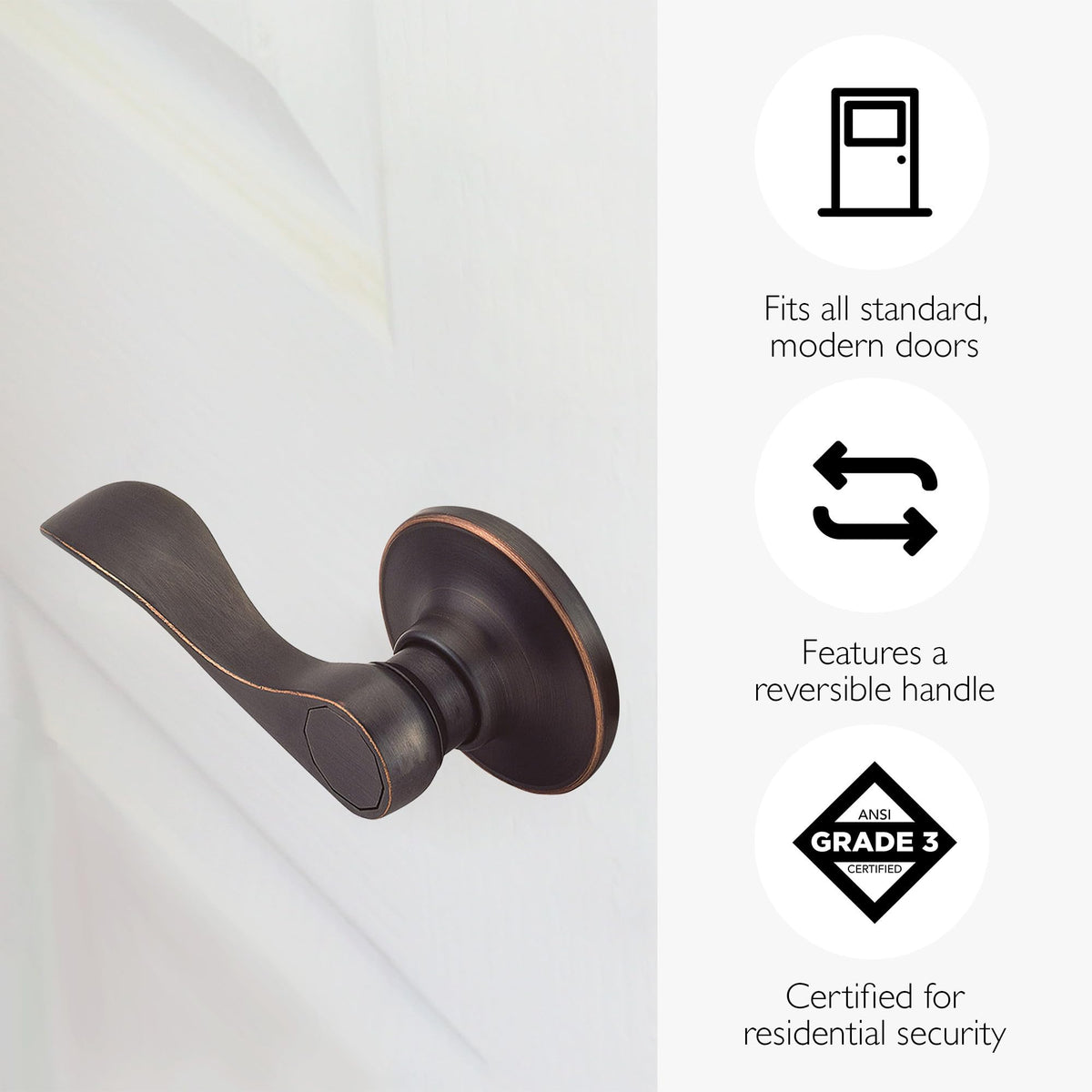 Design House Springdale door handle installation demonstrating simple, tool-friendly mounting