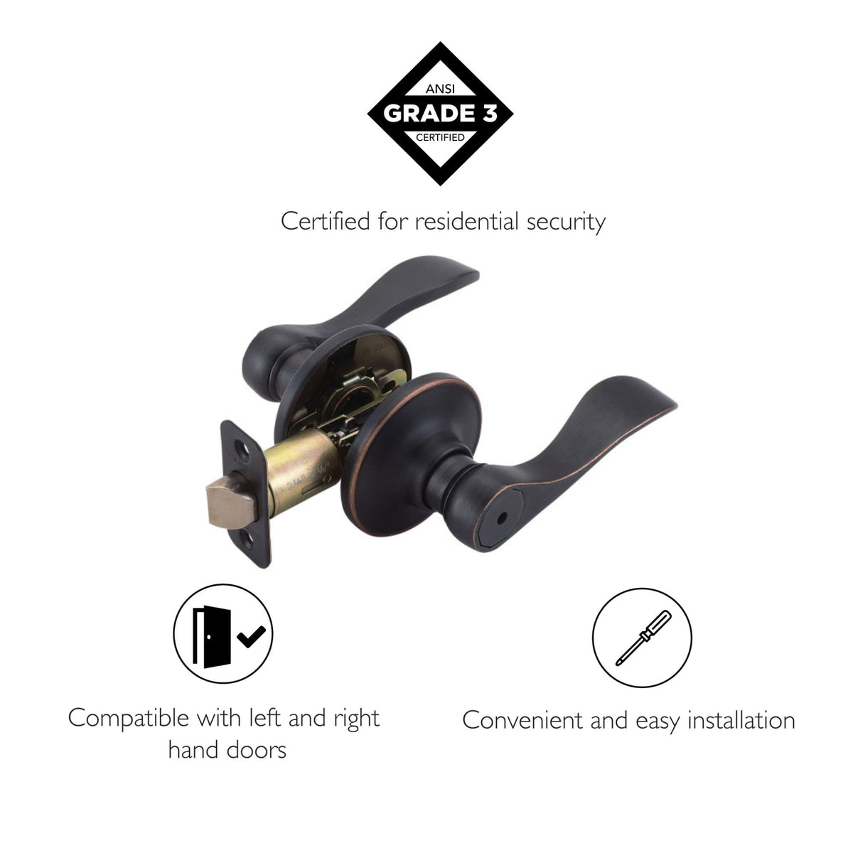 Design House Springdale nickel plated latch bolt and secure cylinder