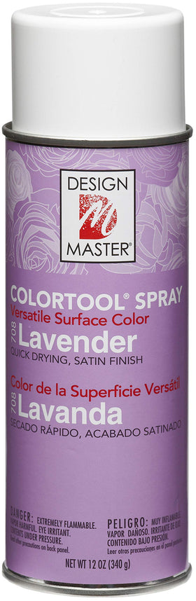 Design Master Colortool Lavender spray shows vibrant color for fast, even coverage on crafts.