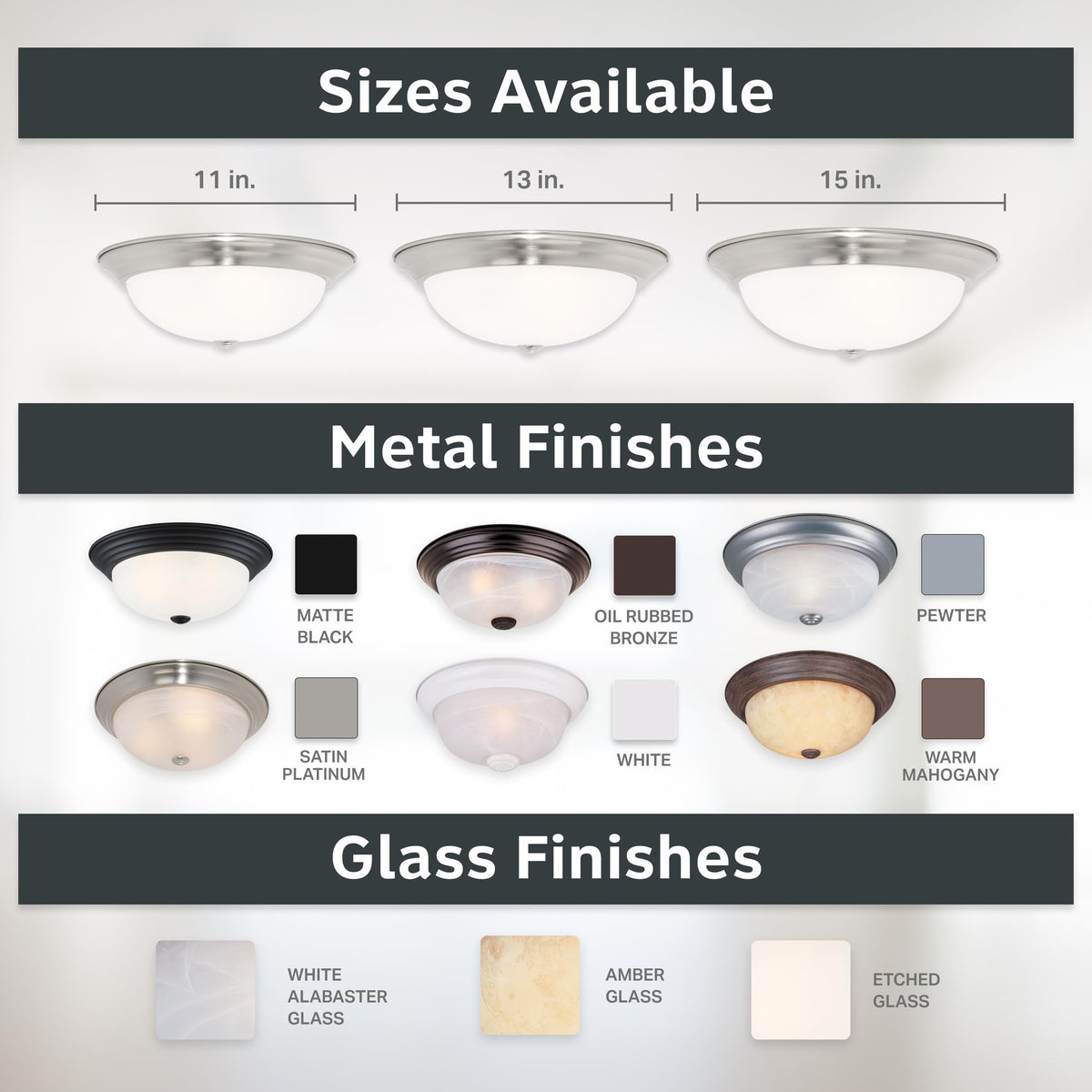 DESIGNERS FOUNTAIN 11-inch ceiling light ideal for bathrooms and bedrooms.