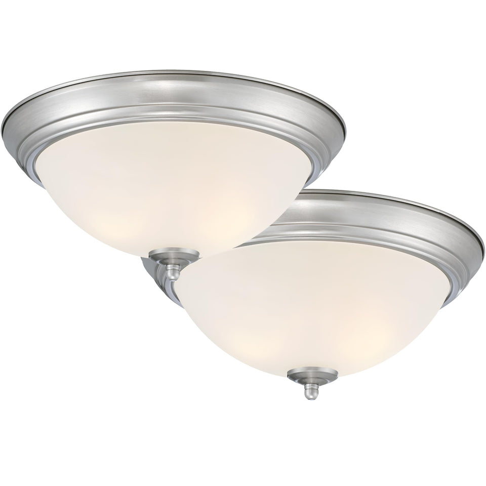 Designers Fountain flush mount light with frosted glass for soft, even illumination.