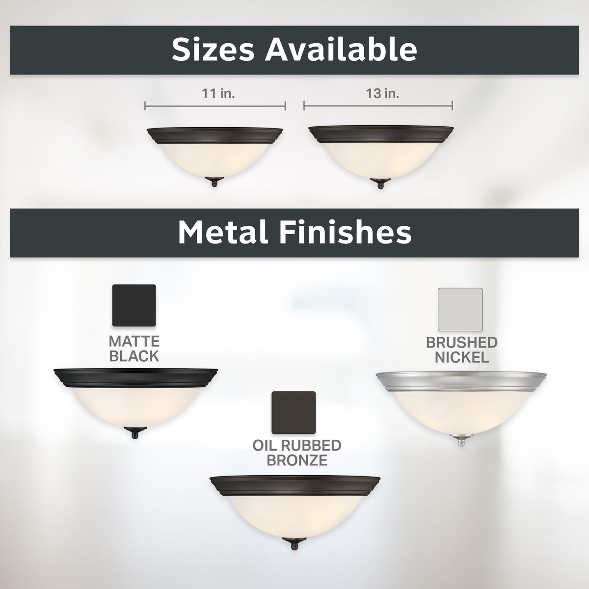 Designers Fountain flush mount light 13-inch fixture fits compact spaces