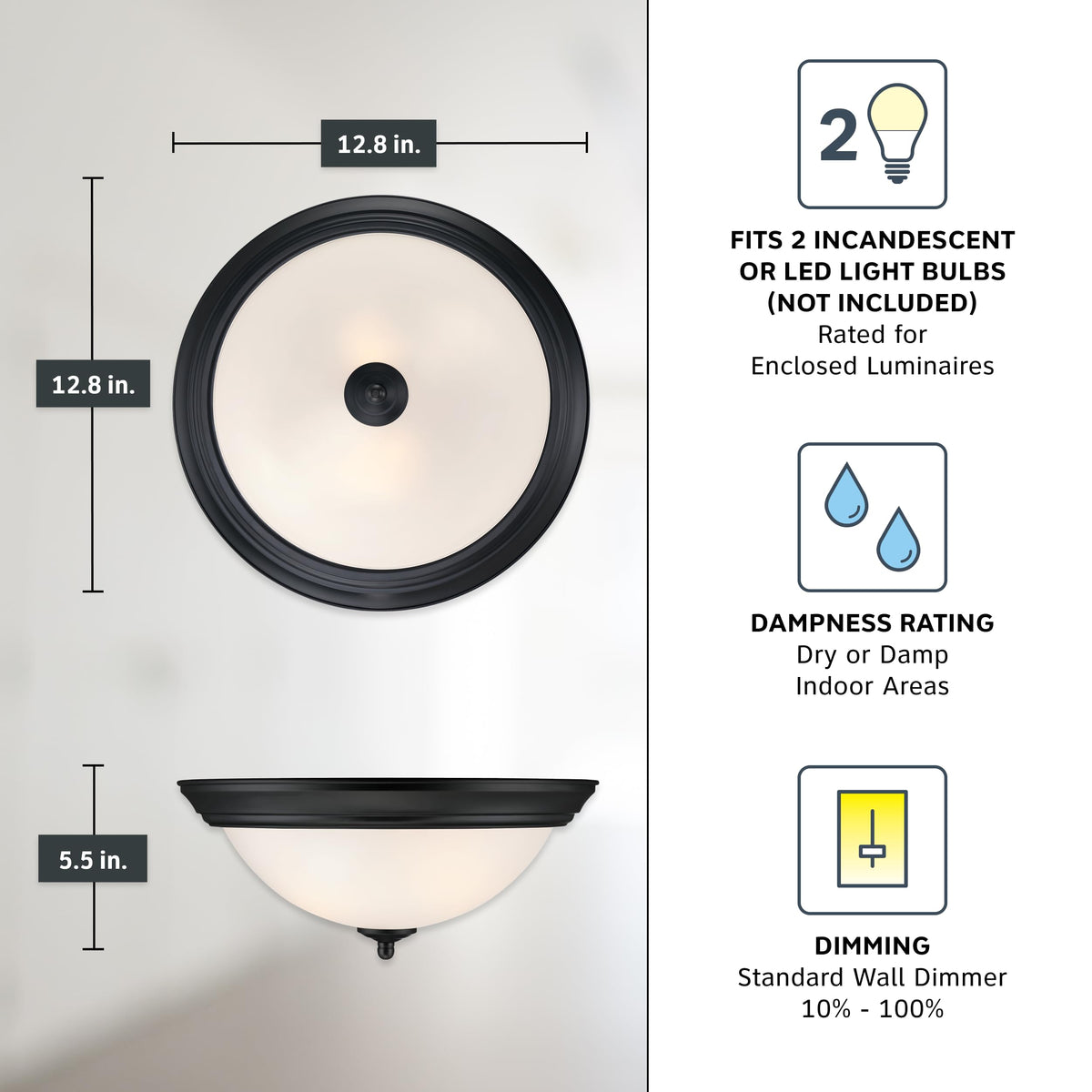 Designers Fountain flush mount light 2-pack packaging for coordinated look