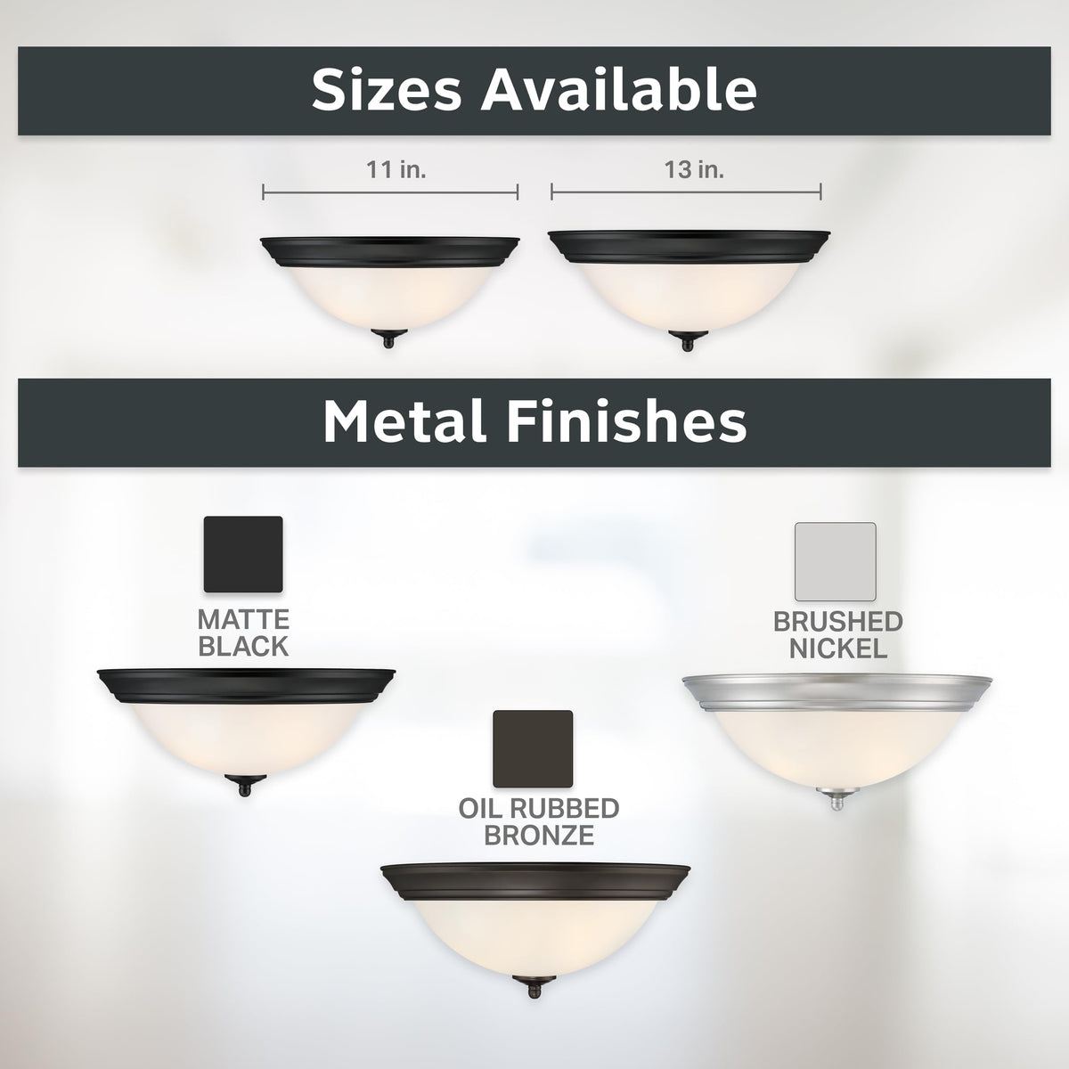 Designers Fountain damp-location rated fixture ideal for bathrooms.