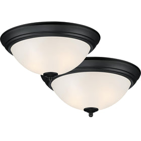 Designers Fountain flush mount light close-up of frosted glass for diffused illumination.