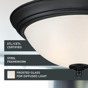 Designers Fountain round fixture with durable steel frame for longevity.