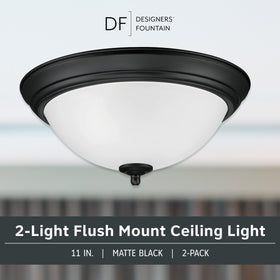 Designers Fountain flush mount light showcasing matte black finish in modern decor.