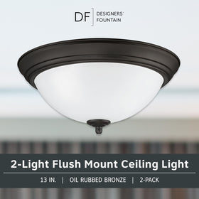 Designers Fountain flush mount light oil rubbed bronze finish enhances bathrooms and halls
