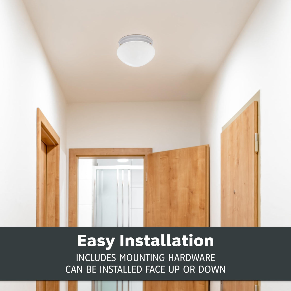 DESIGNERS FOUNTAIN frosted-dome entry light creates a refined entryway ambiance