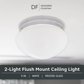 DESIGNERS FOUNTAIN frosted glass ceiling light highlights bathrooms with clean, modern style
