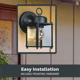 Preston clear glass shade enhances exterior architectural details