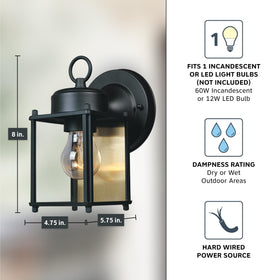 Preston outdoor light with weatherproof seal for wet locations
