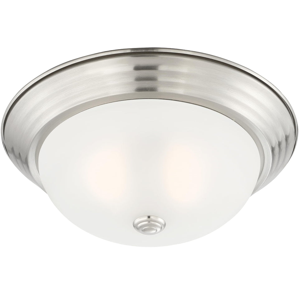 DESIGNERS FOUNTAIN Reedley two-lights flush mount illuminates kitchens and hallways.