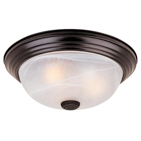 Designers Fountain Reedley 3-Lights flush mount front view with warm ambient lighting.