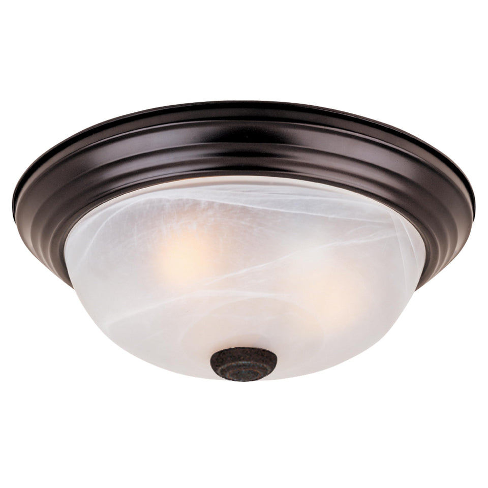 Designers Fountain Reedley 3-Lights flush mount front view with warm ambient lighting.