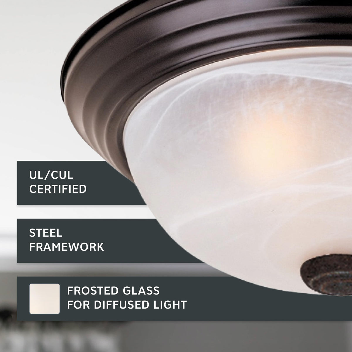 Designers Fountain Reedley oil rubbed bronze finish enhances ceiling with durable style.