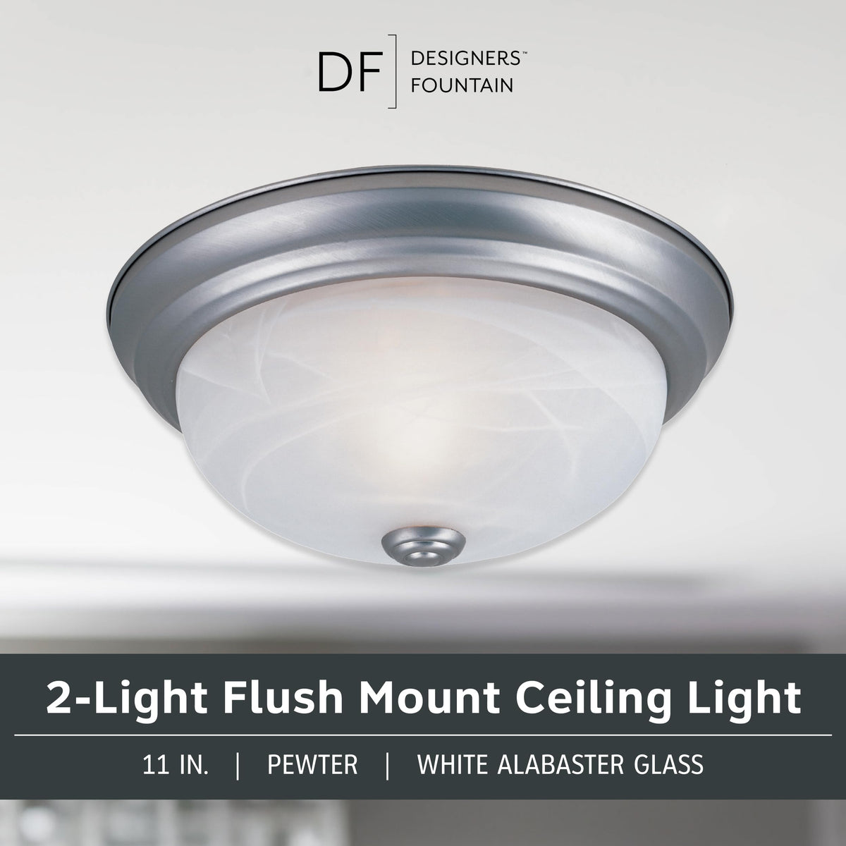 DESIGNERS FOUNTAIN Reedley white alabaster glass diffused light for kitchen or bath