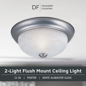 DESIGNERS FOUNTAIN Reedley white alabaster glass diffused light for kitchen or bath