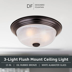 Designers Fountain Reedley white alabaster glass shade for soft, reduced glare illumination.