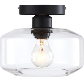 Designers Fountain semi flush ceiling light with matte black finish for a modern kitchen.