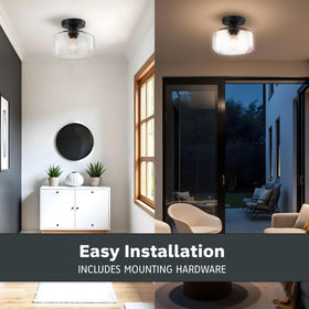 Designers Fountain 8.75-inch fixture provides balanced overhead lighting in compact spaces.