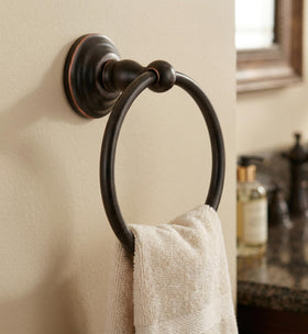 Designers Impressions concealed-screw-mount towel ring shows secure concealment and clean lines