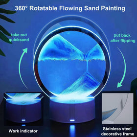 Desniltol 360-degree rotating hourglass blue, creates new patterns with every spin.